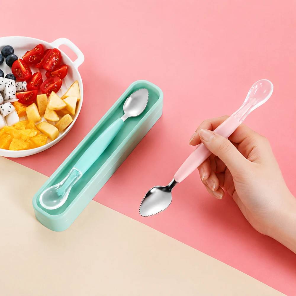 2-in-1 Silicone Baby Feeding Spoon