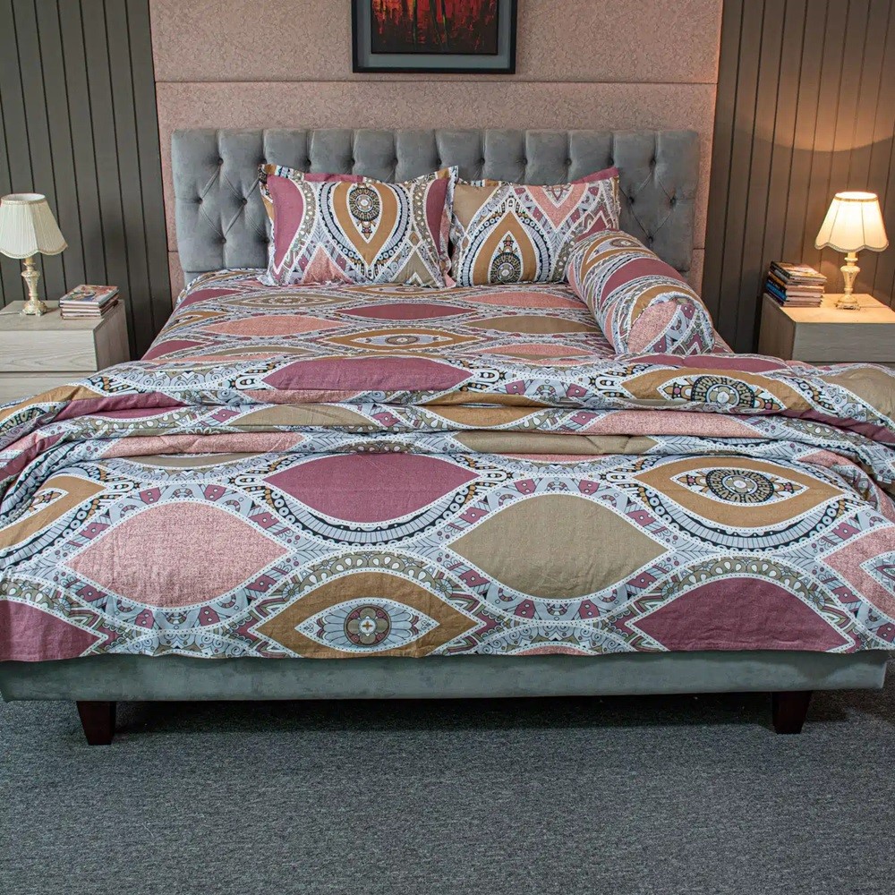 Brown Print Comforter Bedding Set (5Pcs)