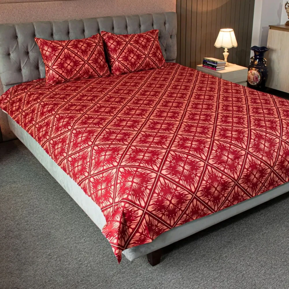 Maroon Pattern Printed Bed sheet
