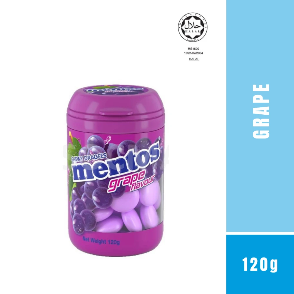 Mentos Chewy Dragees Grape 120Gm VN