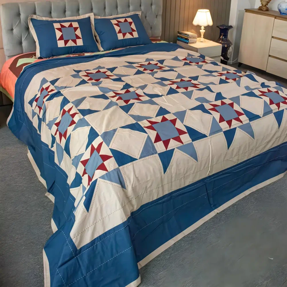 Multi Seasonal Quilt | Bed Cover – Blue Brown